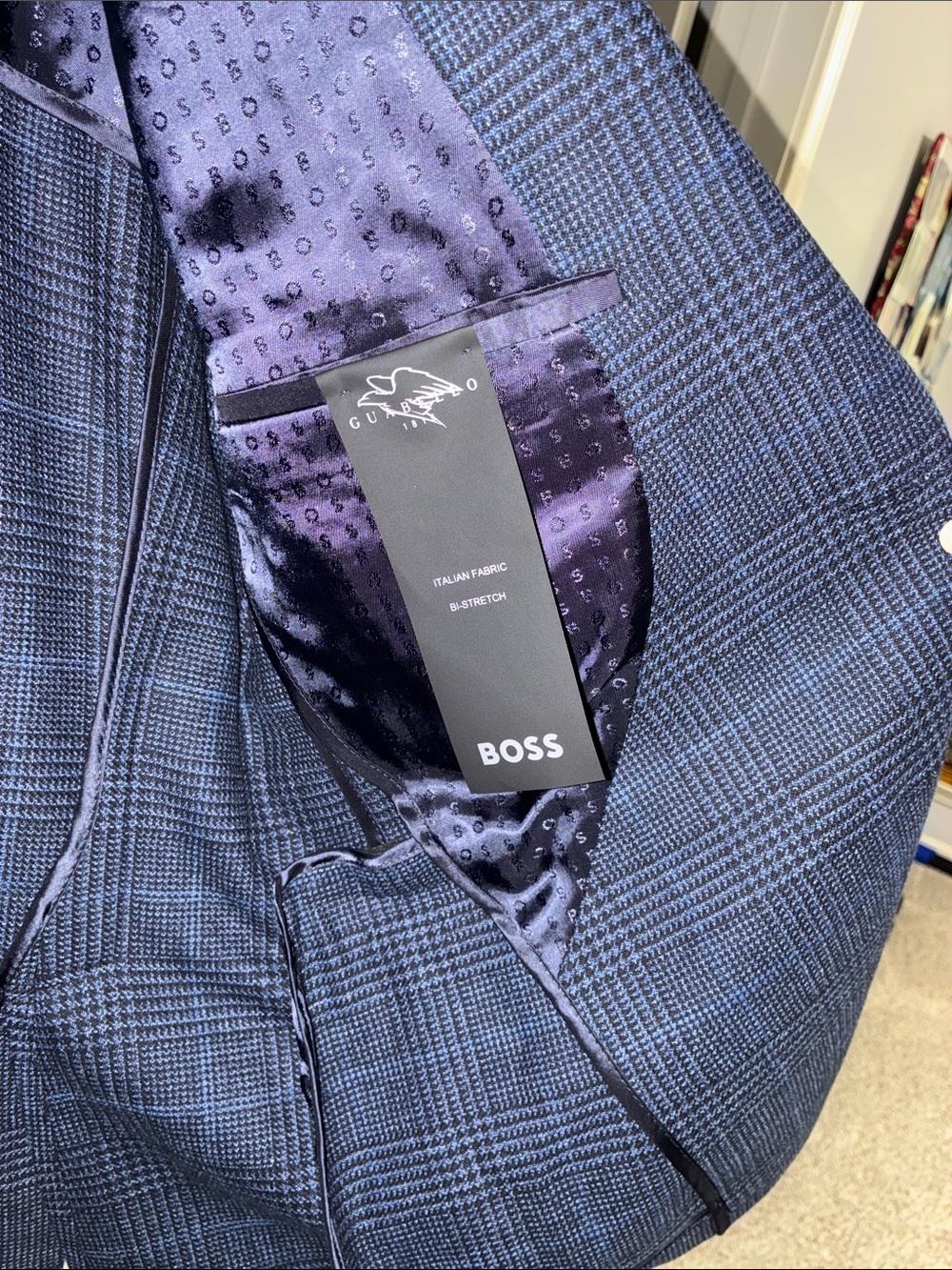 BOSS Hutson Glen Plaid Stretch Wool Blend Sport Coat – Tailored Fit, 23" Sleeves - Picture 4 of 7